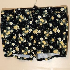 George| Yellow Floral Black Cotton Shorts